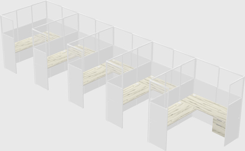 Shared l-shaped cubicle
