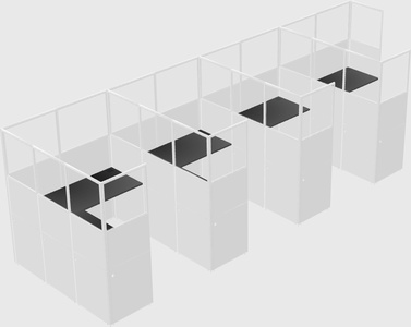 Shared l-shaped cubicle