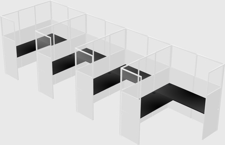 Shared l-shaped cubicle