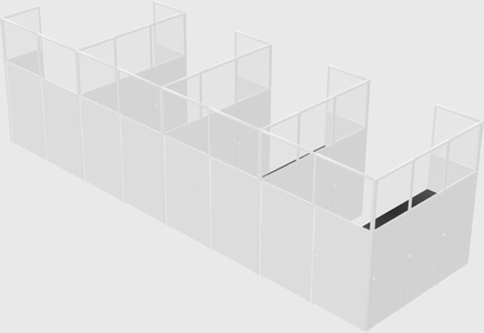 Shared l-shaped cubicle