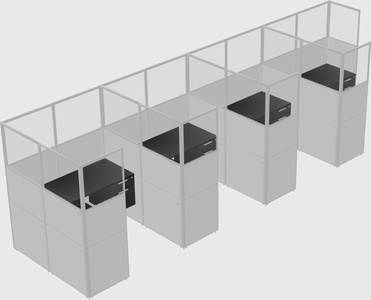 Shared l-shaped cubicle