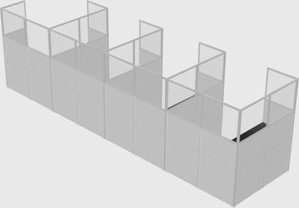 Shared l-shaped cubicle