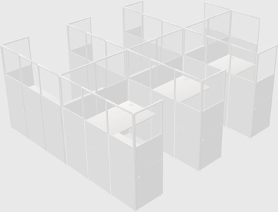 Shared l-shaped cubicle