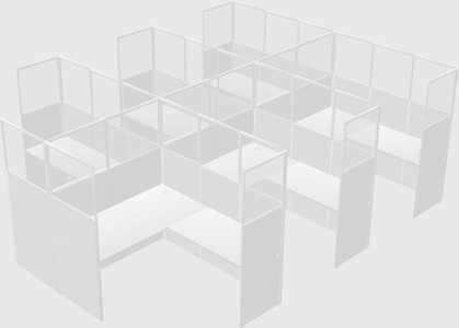 Shared l-shaped cubicle