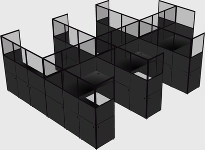 Shared l-shaped cubicle