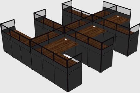 Shared l-shaped cubicle