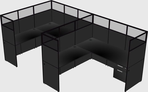 Shared l-shaped cubicle