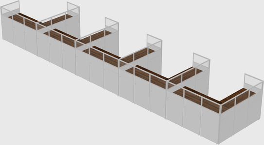 Shared l-shaped cubicle