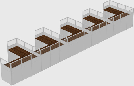 Shared l-shaped cubicle