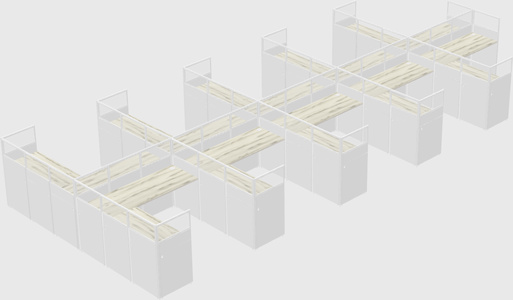 Shared l-shaped cubicle