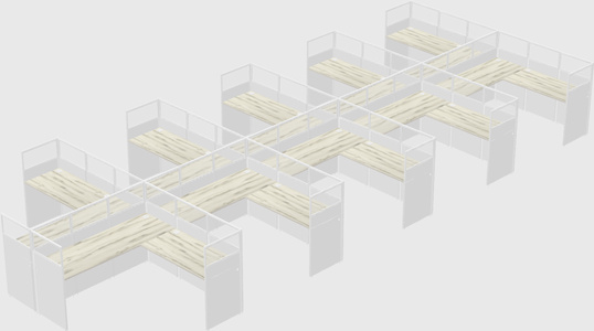 Shared l-shaped cubicle