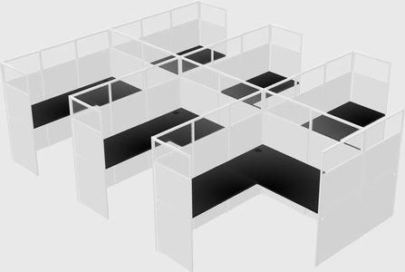 Shared l-shaped cubicle