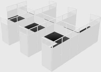 Shared l-shaped cubicle