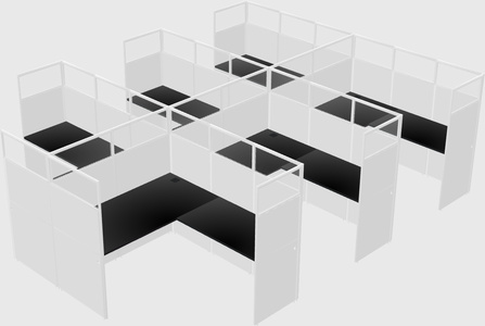 Shared l-shaped cubicle