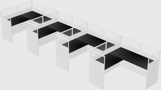 Shared l-shaped cubicle
