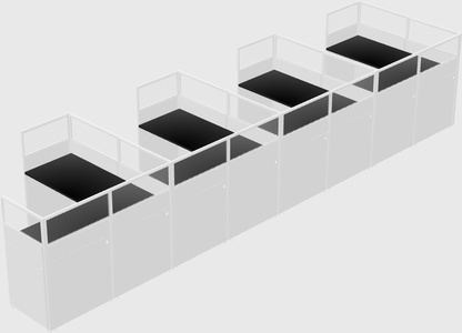Shared l-shaped cubicle