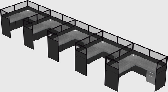 Shared l-shaped cubicle