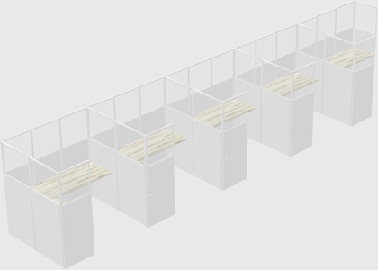 Shared l-shaped cubicle