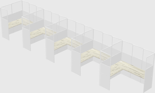 Shared l-shaped cubicle
