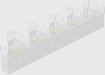 Shared l-shaped cubicle