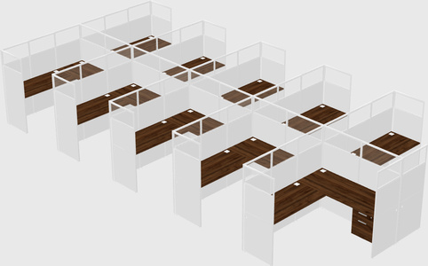 Shared l-shaped cubicle