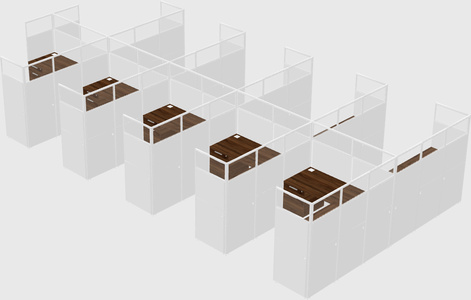 Shared l-shaped cubicle