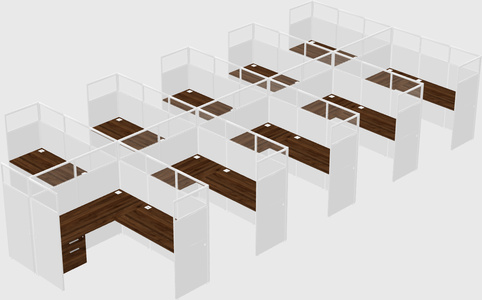 Shared l-shaped cubicle