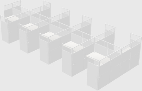 Shared l-shaped cubicle