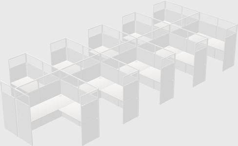 Shared l-shaped cubicle