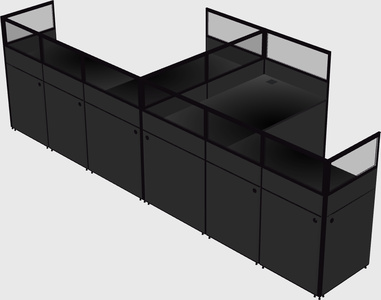 Shared l-shaped cubicle