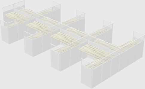 Shared l-shaped cubicle