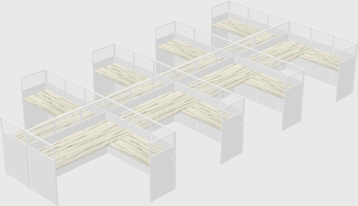 Shared l-shaped cubicle