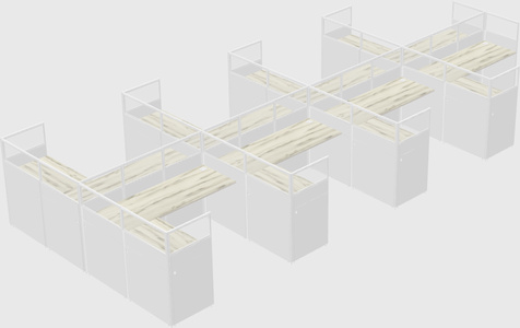 Shared l-shaped cubicle