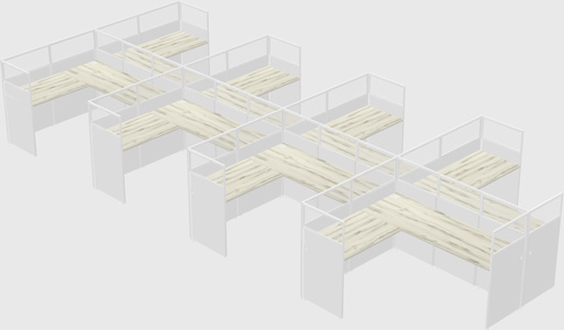Shared l-shaped cubicle