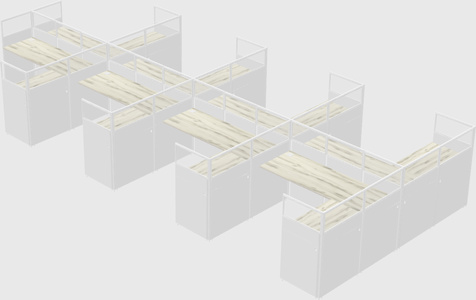 Shared l-shaped cubicle
