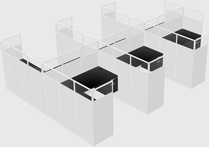 Shared l-shaped cubicle