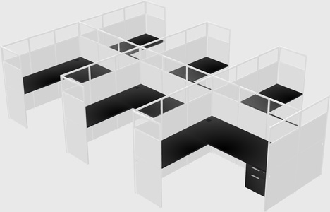 Shared l-shaped cubicle