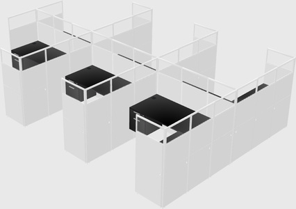 Shared l-shaped cubicle