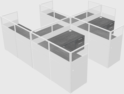 Shared l-shaped cubicle