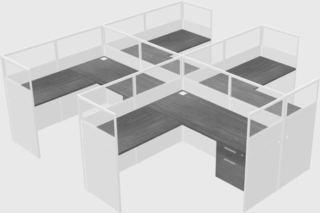 Shared l-shaped cubicle