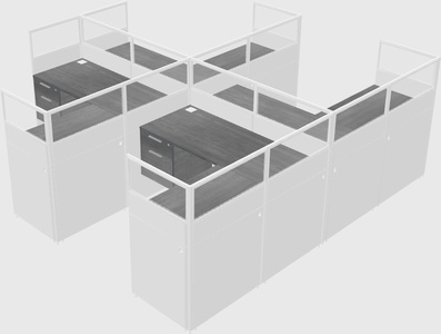 Shared l-shaped cubicle