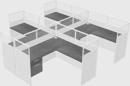 Shared l-shaped cubicle