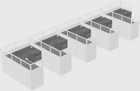 Shared l-shaped cubicle
