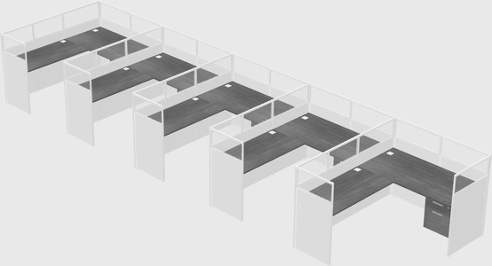 Shared l-shaped cubicle