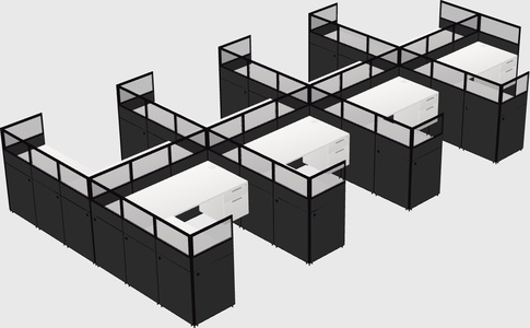 Shared l-shaped cubicle