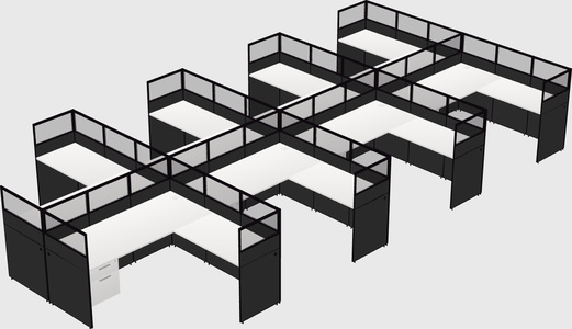 Shared l-shaped cubicle