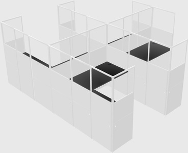 Shared l-shaped cubicle