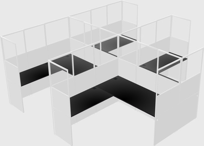 Shared l-shaped cubicle