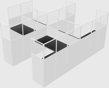 Shared l-shaped cubicle