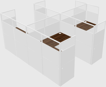 Shared l-shaped cubicle